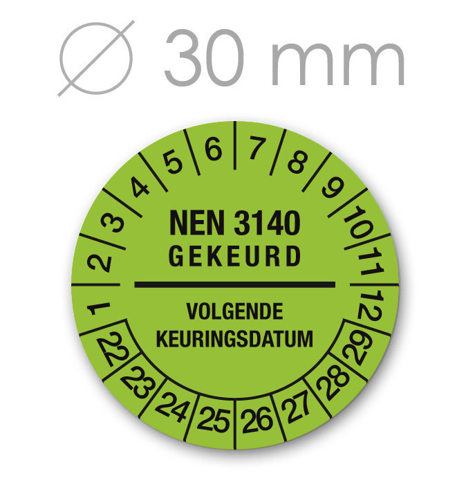 Keuringssticker 30 mm GROEN